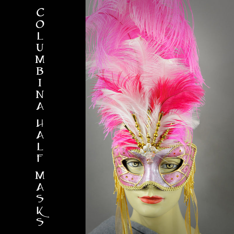 The Half Mask Columbina is probably the most versatile masquerade mask for both men and women.