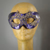 Purple Dazzle Lace Columbina Masquerade Eye Mask with Swarovski crystals and polished gemstones