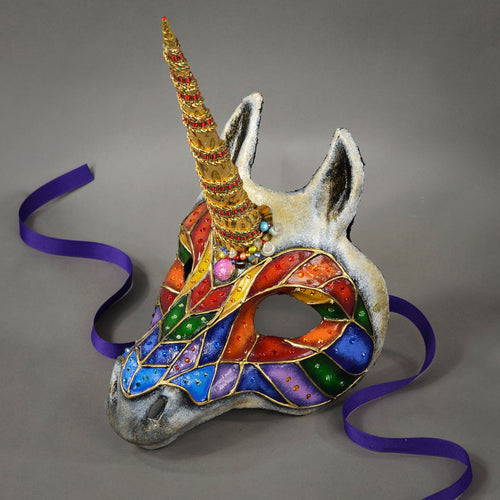 Rainbow Unicorn Masquerade Mask detail