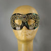 Bronze and gold lace eye mask with crystals and gems.