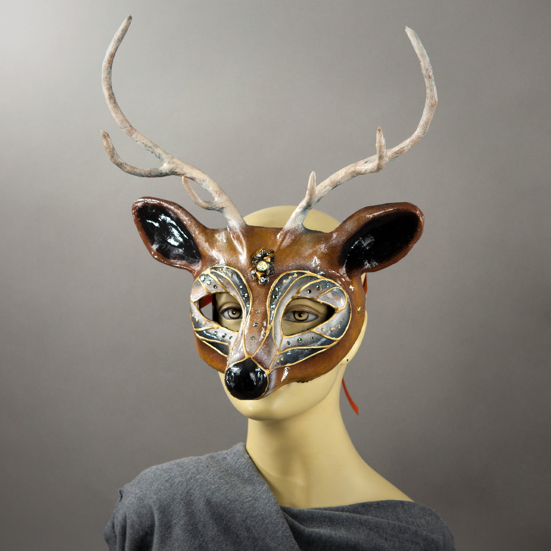 Brown Buck Deer Masquerade Mask with antlers – Erik's Inspiration