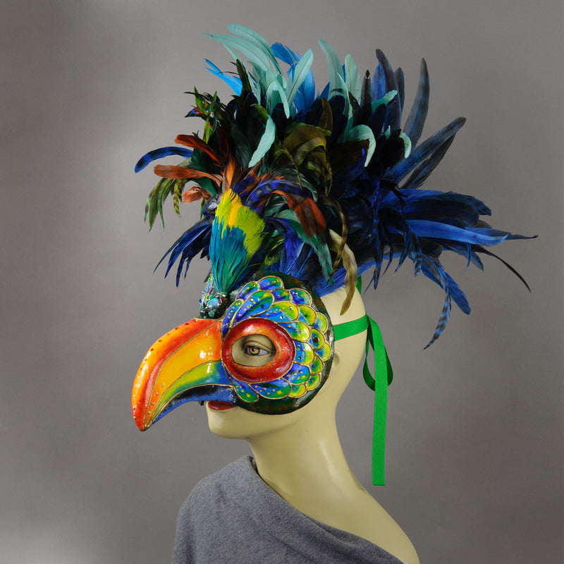 Multicolor Toucan Masquerade Mask side view