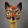 Red Cross Fox masquerade mask - paper-mache, crystals and gems