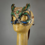 Great Horned Owl paper-mache hand made mask side view