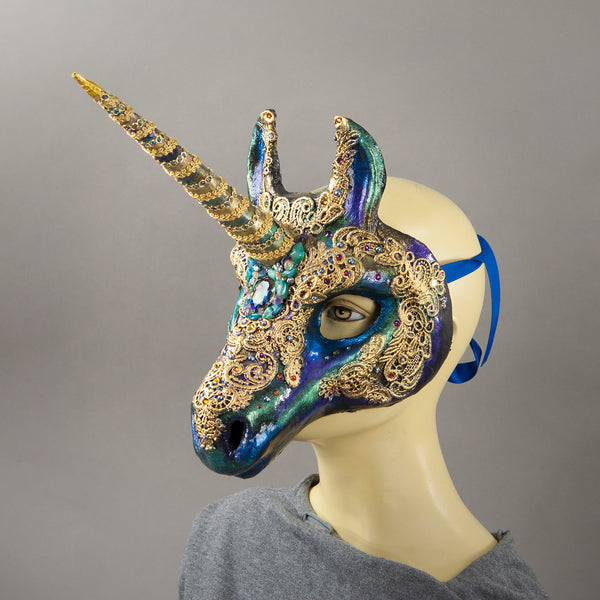 Magic Unicorn Iridescent Masquerade Mask with Lacquered Lace – Erik's ...