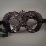 Oxblood Red Lace Masquerade Mask with Swarovski crystals and gems. Detail.