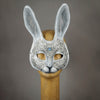 White and Silver Lace Bunny Rabbit Mask with Swarovski Crystals.